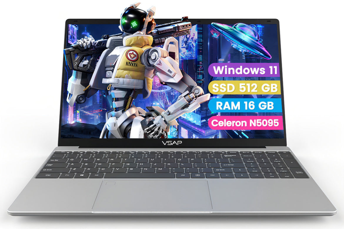 Laptop Intel Celeron 2 en 1 Notebook DDR4 16 GB RAM 512 GB SSD 15.6' Plateado 1920 px x 1080 px Windows 11