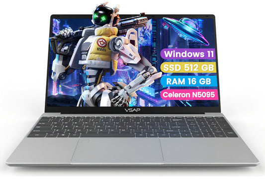 Laptop Intel Celeron 2 en 1 Notebook DDR4 16 GB RAM 512 GB SSD 15.6' Plateado 1920 px x 1080 px Windows 11