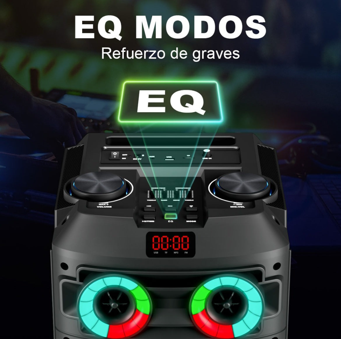 Alfamonla Gran Altavoz Inalámbrico Bluetooth Con Micrófono Y Eq, Subwoofer Karaoke Altavoz Exterior, Portátil Recargable Bocinas Grandes Amplificada Baffle, Soporte Bt/usb/tf/aux/fm/tws/mic