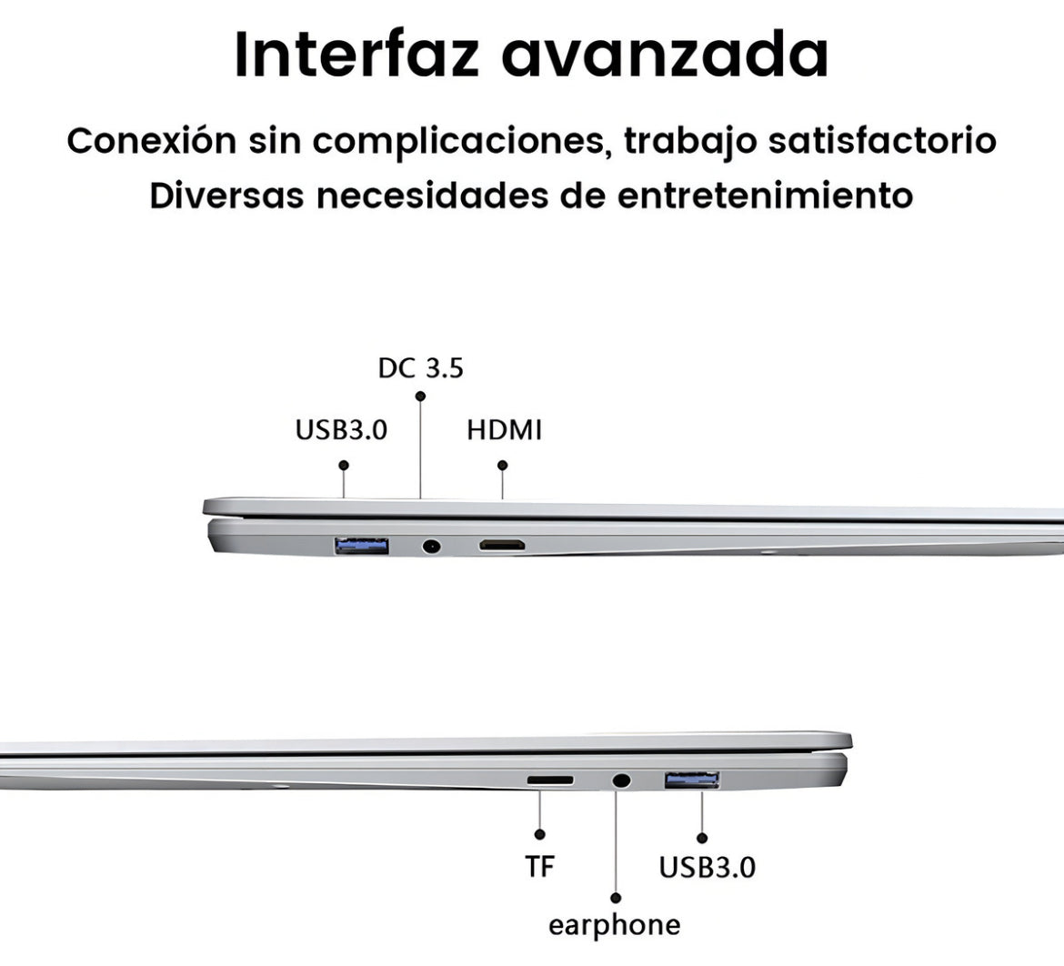 Laptop Intel Celeron 2 en 1 Notebook DDR4 16 GB RAM 512 GB SSD 15.6' Plateado 1920 px x 1080 px Windows 11