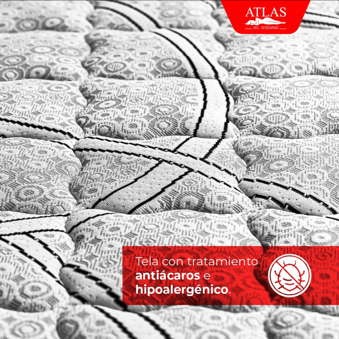 Colchón Matrimonial Atlas Sooner + 2 Almohadas Spring Air Color Negro