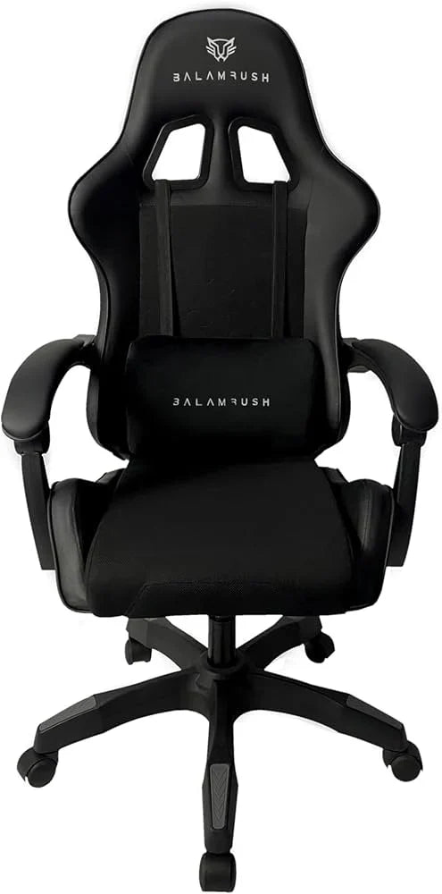 Balam Rush Silla Gamer Power Rush V2 Black Edition Mediana Tela y Piel Reclinable Negro